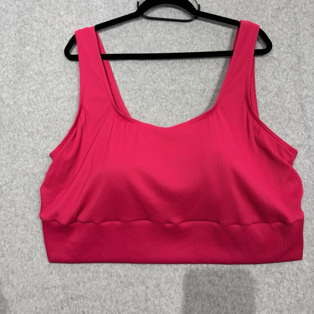 Lands' End Women's Scoop Neck Swimsuit Top Sz 3X Bright Pink Built In Bra NEW